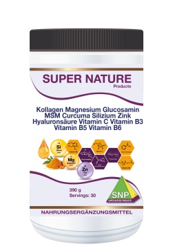 Kollagen Magnesium Glucosamin MSM Curcuma Silizium Zink Hyaluronsäure Vit C Vit B3 Vit B5 Vit B6